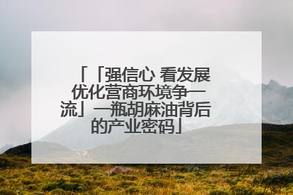 「强信心 看发展 优化营商环境争一流」一瓶胡麻油背后的产业密码