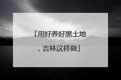用好养好黑土地，吉林这样做