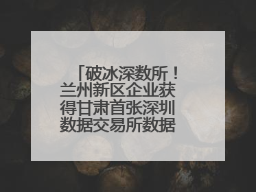 破冰深数所！兰州新区企业获得甘肃首张深圳数据交易所数据产权登记证书