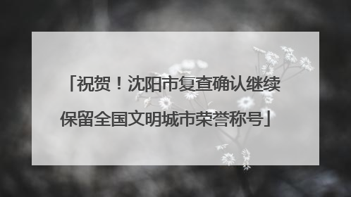祝贺！沈阳市复查确认继续保留全国文明城市荣誉称号