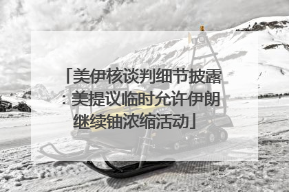美伊核谈判细节披露：美提议临时允许伊朗继续铀浓缩活动