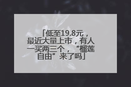 低至19.8元，最近大量上市，有人一买两三个，“榴莲自由”来了吗