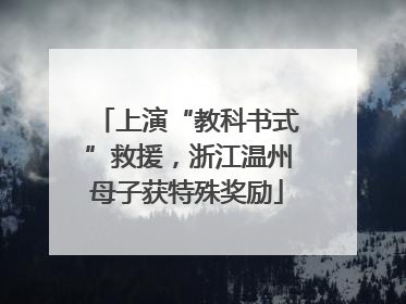 上演“教科书式”救援，浙江温州母子获特殊奖励
