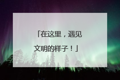 在这里，遇见文明的样子！