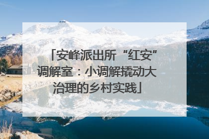 安峰派出所“红安”调解室：小调解撬动大治理的乡村实践