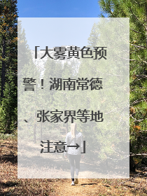 大雾黄色预警！湖南常德、张家界等地注意→