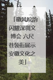 徽风皖韵闪耀深圳文博会 六尺巷领衔展示安徽文化之美