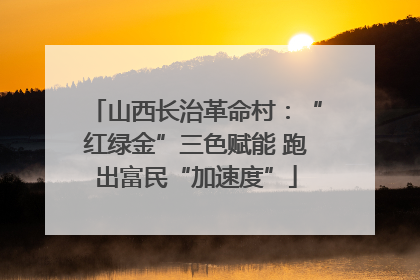 山西长治革命村：“红绿金”三色赋能 跑出富民“加速度”