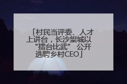 村民当评委、人才上讲台，长沙望城以“擂台比武” 公开选聘乡村CEO