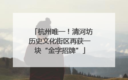 杭州唯一！清河坊历史文化街区再获一块“金字招牌”