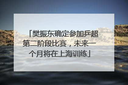 樊振东确定参加乒超第二阶段比赛，未来一个月将在上海训练