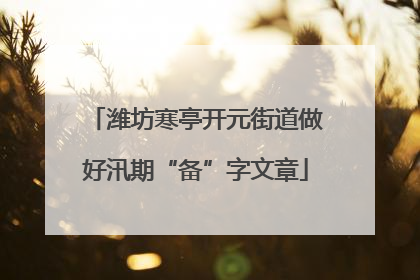 潍坊寒亭开元街道做好汛期“备”字文章
