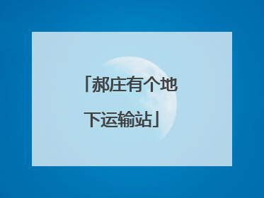 郝庄有个地下运输站