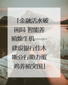 金融活水破困局 智能养殖焕生机——建设银行佳木斯分行助力蛋鸡养殖突围