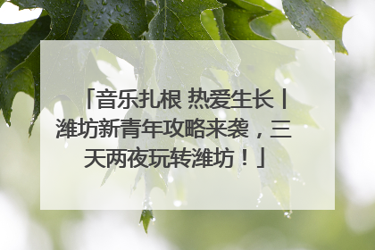 音乐扎根 热爱生长丨潍坊新青年攻略来袭，三天两夜玩转潍坊！