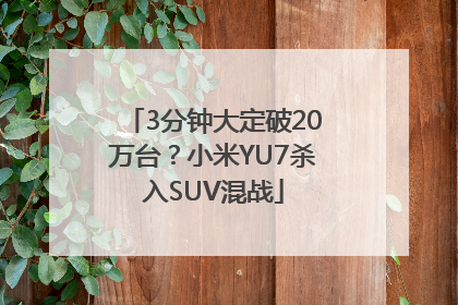 3分钟大定破20万台？小米YU7杀入SUV混战