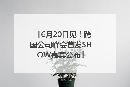 6月20日见！跨国公司峰会首发SHOW嘉宾公布